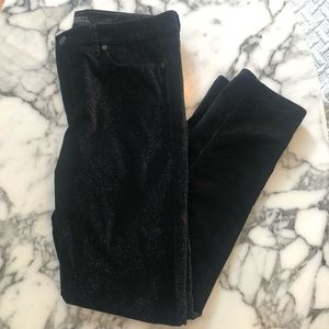 Talbots Black Shiny Corduroy Slim Ankle Pants